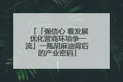「强信心 看发展 优化营商环境争一流」一瓶胡麻油背后的产业密码
