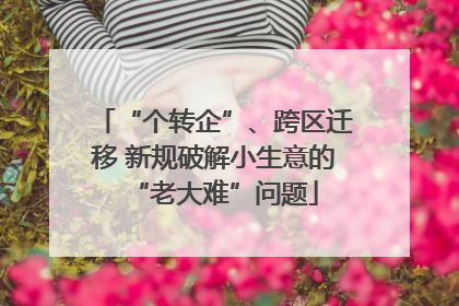 “个转企”、跨区迁移 新规破解小生意的“老大难”问题