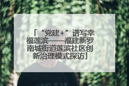 “党建+”谱写幸福莲滨——福建新罗南城街道莲滨社区创新治理模式探访