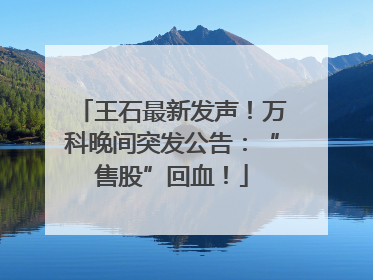 王石最新发声！万科晚间突发公告：“售股”回血！