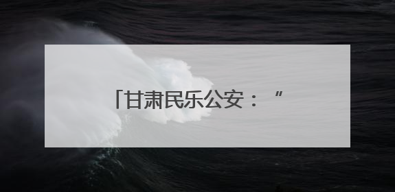 甘肃民乐公安：“警心”护“企兴”
