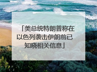 美总统特朗普称在以色列袭击伊朗前已知晓相关信息