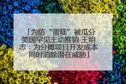为防“蛋糕”被瓜分 美国罕见主动推销 王明志：为分摊项目开发成本同时消除潜在威胁