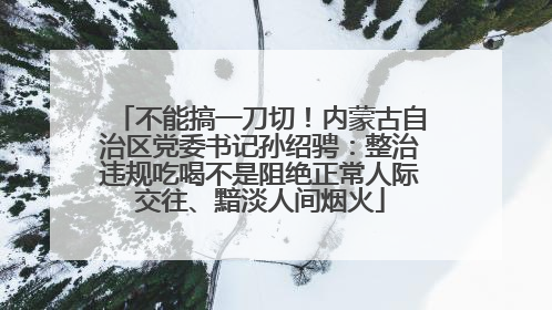 不能搞一刀切！内蒙古自治区党委书记孙绍骋：整治违规吃喝不是阻绝正常人际交往、黯淡人间烟火