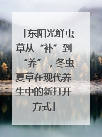 东阳光鲜虫草从“补”到“养”，冬虫夏草在现代养生中的新打开方式