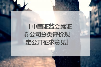 中国证监会就证券公司分类评价规定公开征求意见