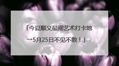 今夏顺义最潮艺术打卡地→5月25日不见不散！
