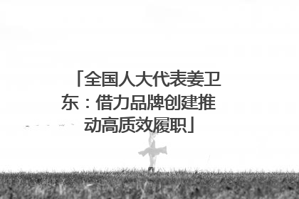 全国人大代表姜卫东：借力品牌创建推动高质效履职