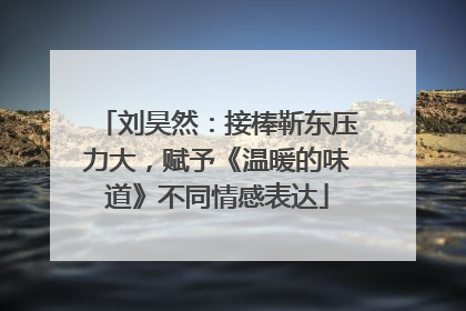 刘昊然：接棒靳东压力大，赋予《温暖的味道》不同情感表达