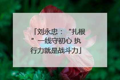 刘永忠：“扎根”一线守初心 执行力就是战斗力