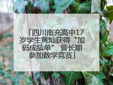 四川南充高中17岁学生黄灿获得“加码成绩单” 曾长期参加数学竞赛