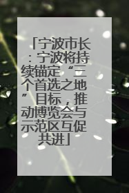 宁波市长：宁波将持续锚定“三个首选之地”目标，推动博览会与示范区互促共进