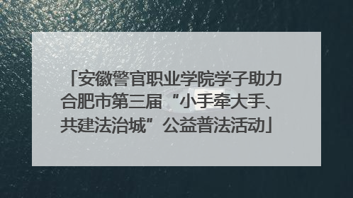 安徽警官职业学院学子助力合肥市第三届“小手牵大手、共建法治城”公益普法活动