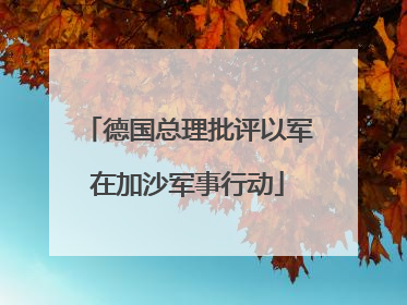 德国总理批评以军在加沙军事行动