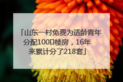山东一村免费为适龄青年分配100㎡楼房，16年来累计分了218套