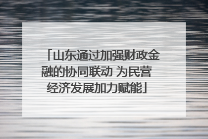 山东通过加强财政金融的协同联动 为民营经济发展加力赋能