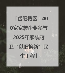 岳阳楼区：400家家装企业参与2025年家装厨卫“以旧换新”民生工程