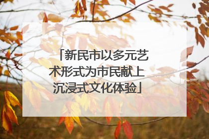 新民市以多元艺术形式为市民献上沉浸式文化体验