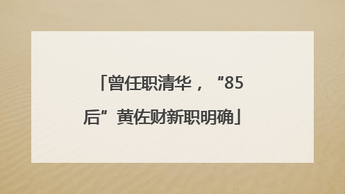 曾任职清华，“85后”黄佐财新职明确