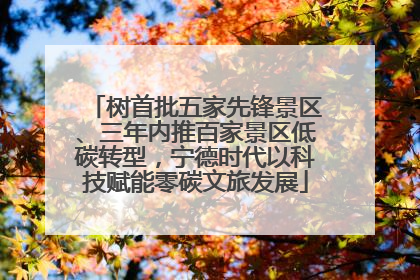树首批五家先锋景区、三年内推百家景区低碳转型，宁德时代以科技赋能零碳文旅发展