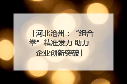 河北沧州：“组合拳”精准发力 助力企业创新突破
