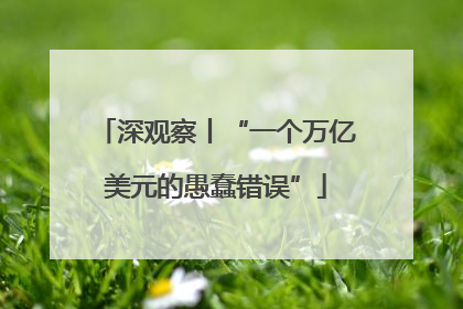 深观察丨“一个万亿美元的愚蠢错误”