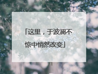 这里，于波澜不惊中悄然改变