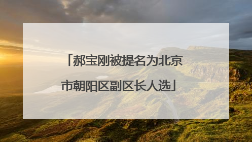 郝宝刚被提名为北京市朝阳区副区长人选