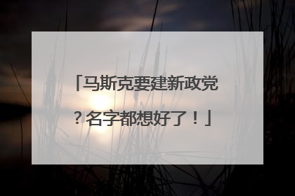 马斯克要建新政党？名字都想好了！