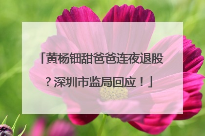 黄杨钿甜爸爸连夜退股？深圳市监局回应！